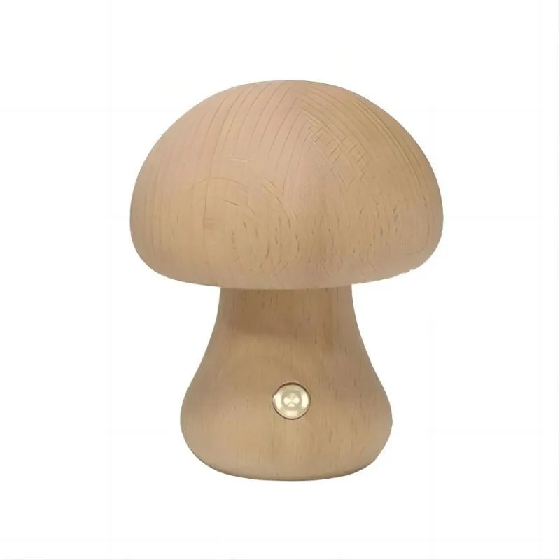 Wooden Mushroom Rechargeable Table Lamp For Living Room K07