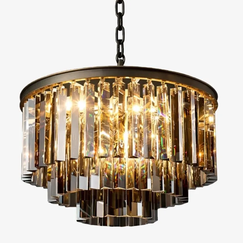 Aurevon Crystal Prism Metal Frame Modern Ceiling Chandelier for Home and Hotel K2071
