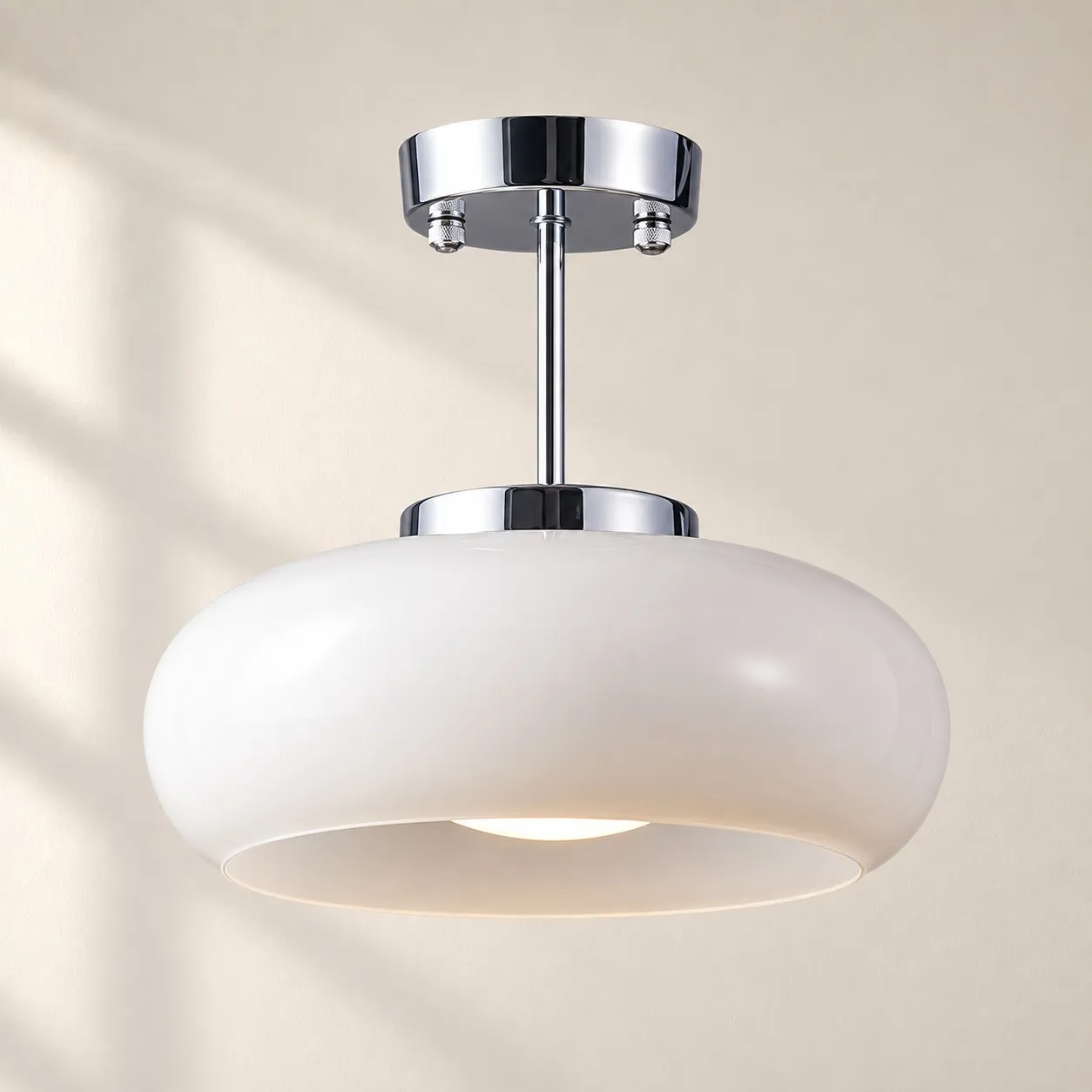 Bauvia Round Glass Ceiling Light | Brass-Finished Mount &mdash; A clear perspective