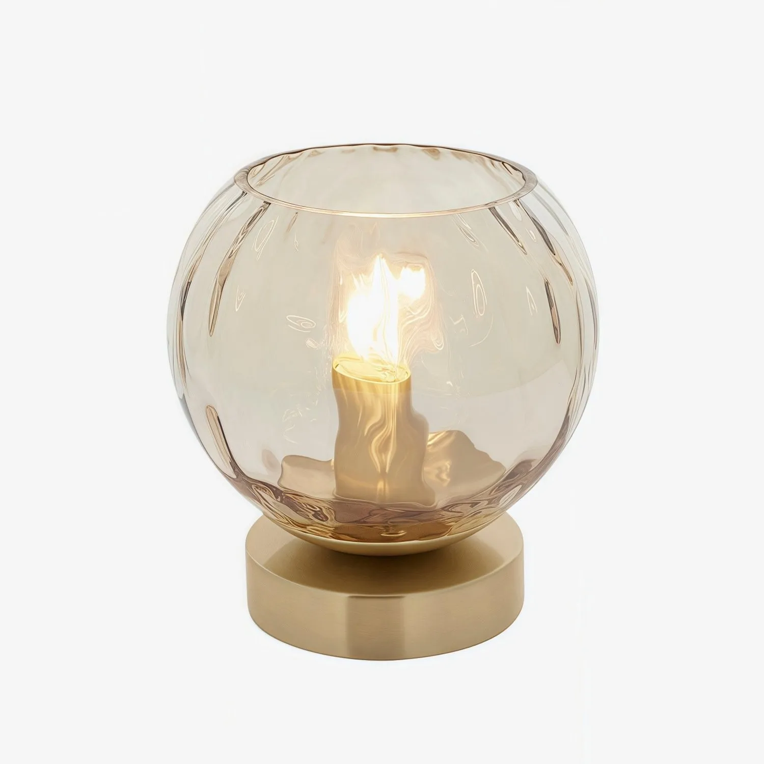 Tracian Modern Dimple Globe Table Lamp - Brass Ambient Decorative Lamp for Bedroom or Lounge K2023