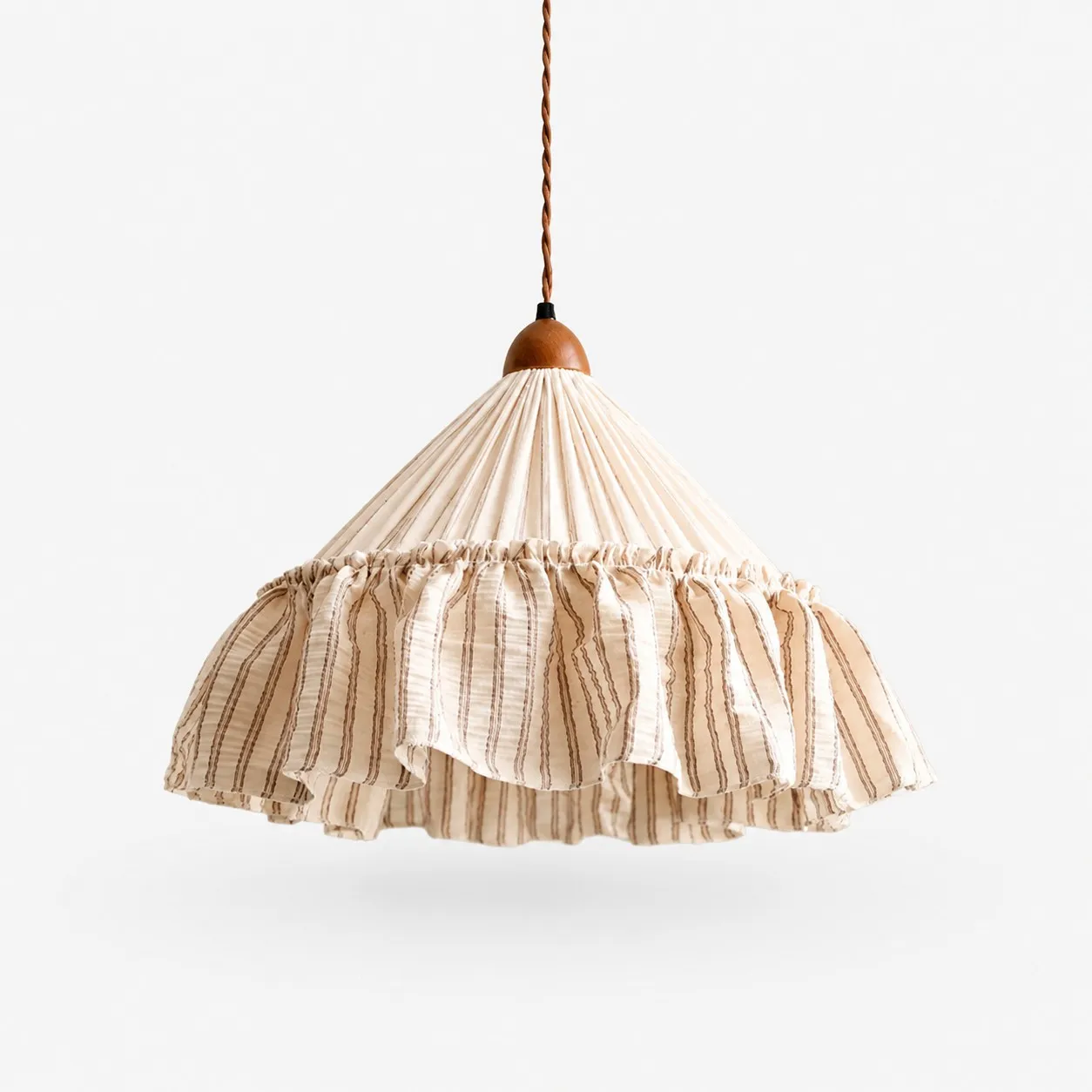Gestreept stoffen hanglamp met ruche