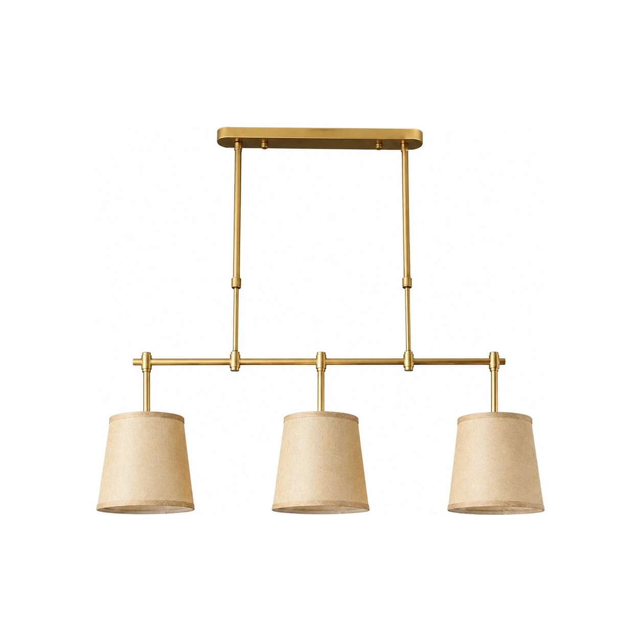 Dumora Beige shade Antique Brass finish linear chandelier