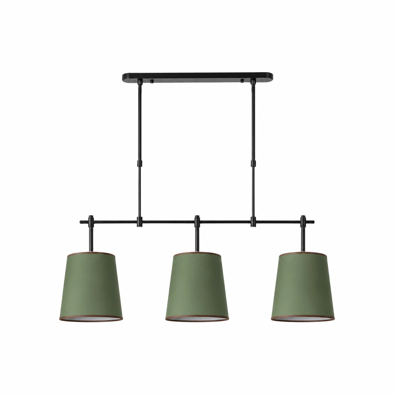 Dumora Green shade Black finish linear chandelier