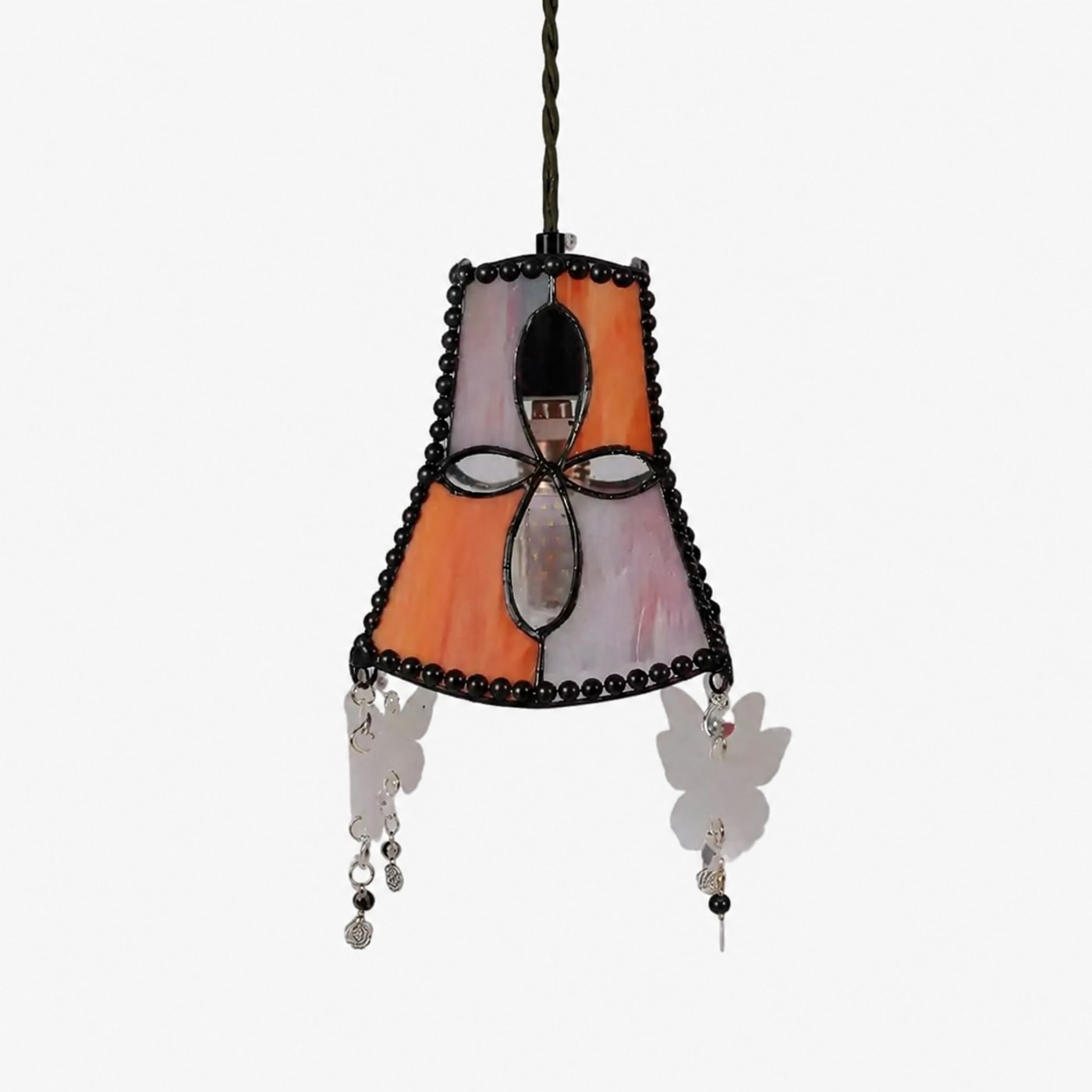 Lampada a sospensione Vitality a forma di farfalla con conchiglia arancione